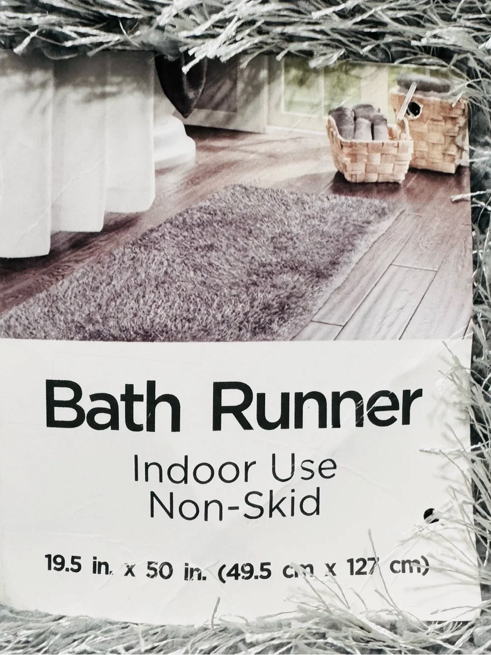 Nedia Home Shag Bath Runner Rug Non-Skid Microfiber Light Gray 19.5 x 50 NWT